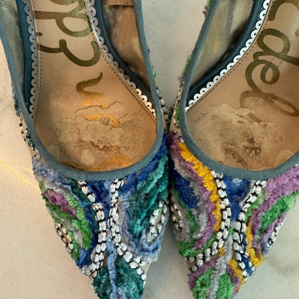 Sam Edelman Beaded Multicolor Pointed Toe Heels - Picture 3 of 6